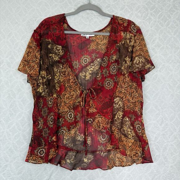 Vtg 90s 2-Piece Maxi Dress Set Sz 14 Sheer Ruffle Top Fairygrunge Boho Y2K Artsy - Picture 10 of 15